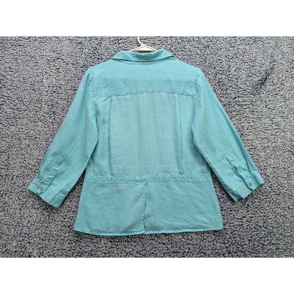Richard Malcolm 100% Irish Linen Button Up Shirt Size S Lagenlook Boho Blue - Picture 4 of 9